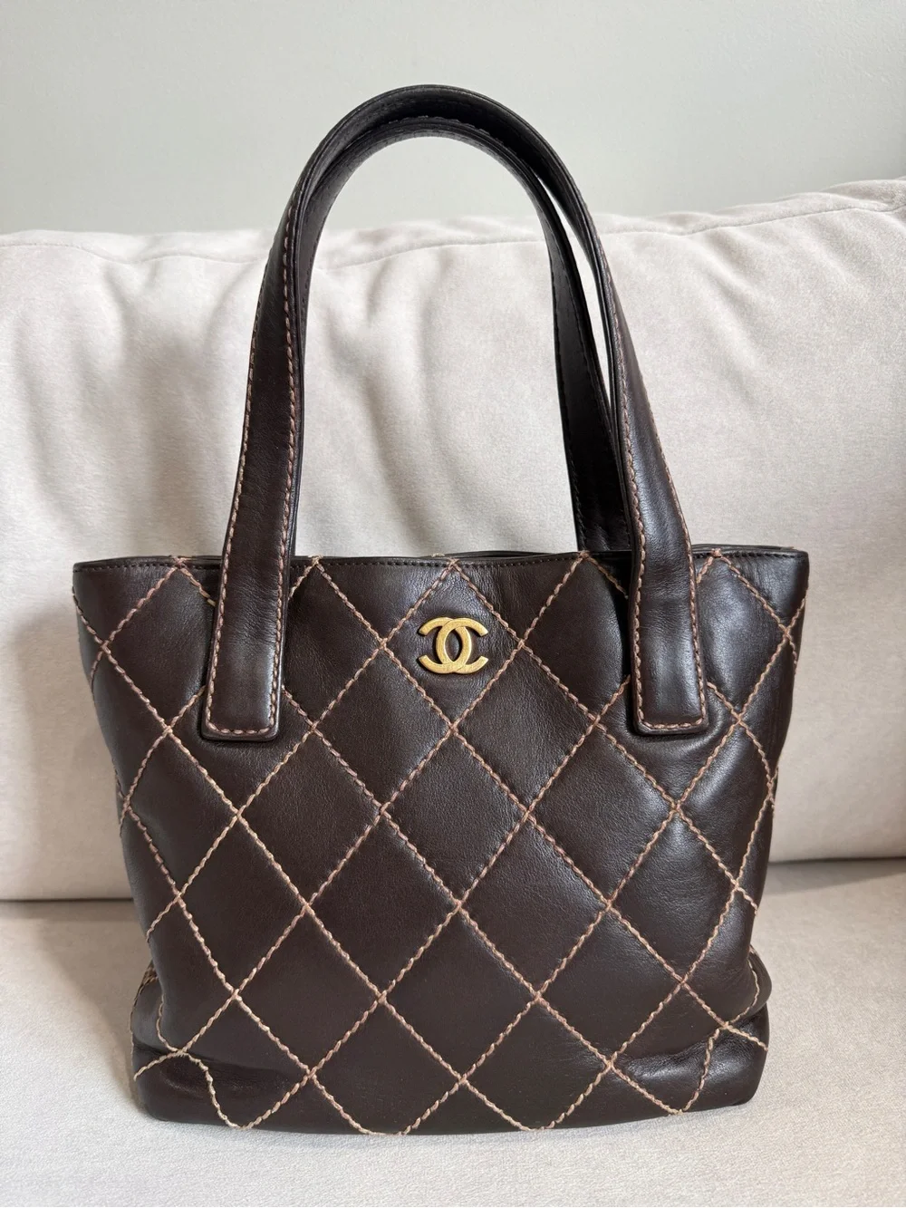CHANEL Brown Quilted Vintage Chanel Wild Stitch Tote — Karl Lagerfeld era 🤎